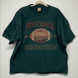 Vintage Football Single Stitch Boxy Graphic T-Shirt Green XL Oversized Cotton